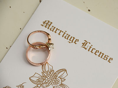 Marriage License and Rings